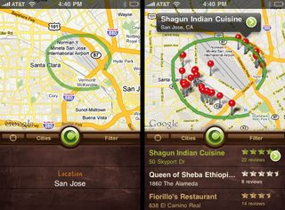 Yahoo’s Sketch-a-Search app enables you to use simple gestures (lines, circles) to find places to eat