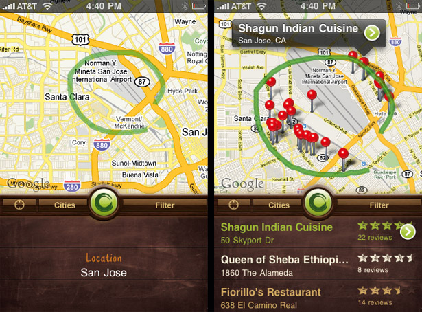 Yahoo's Sketch-a-Search app enables you to use simple gestures (lines, circles) to find places to eat