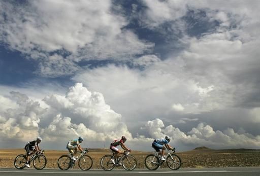 Dominik Roels (Milram) leads Manuel Ortega (Andalucia - Cajasur), Josep Jufre (Astana) and Xavier Florencio (Cervelo TestTeam) in the break of the day.