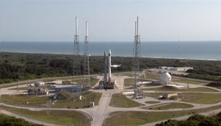 A United Launch Alliance Atlas 5 rocket stands ready to launch from Florida's Cape Canaveral Air Force Station on May 22, 2014 on a mission to orbit the classified NROL-33 satellite for the U.S. National Reconnaissance Office.
