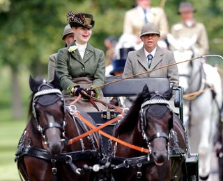 Lady Louise Windsor takes part in 'The Champagne Laurent-Perrier Meet of The British Driving Society' on day 4 of the Royal Windsor Horse Show in Home Park, Windsor Castle on July 4, 2021 in Windsor, England