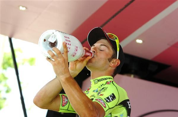 Some refreshment for stage 18 winner Andrea Guardini