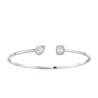 jewellery gifts white gold cuff with two shaped diamond pendants either side