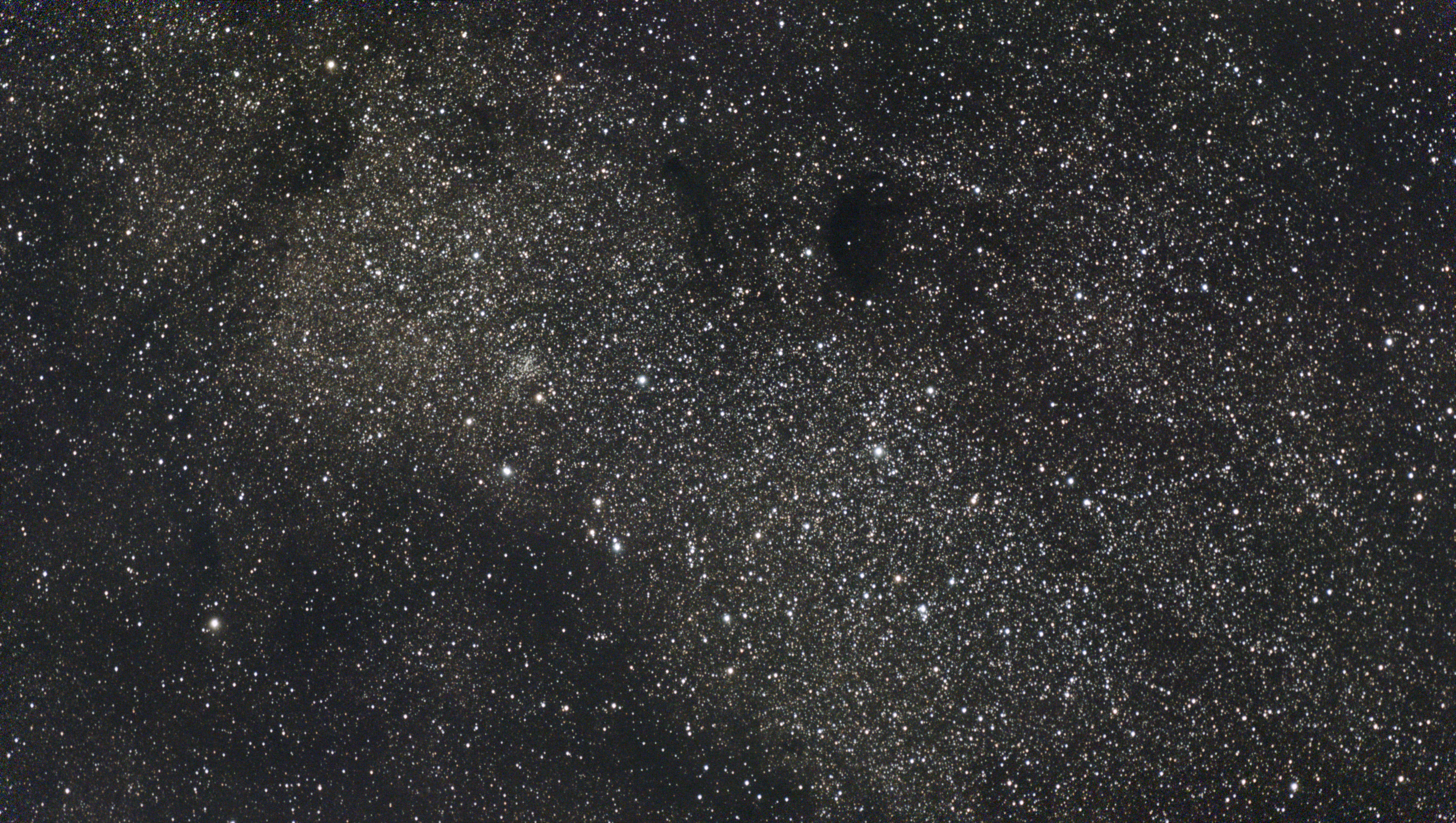 A photograph of M24, the Small Sagittarius Star Cloud, taken with the Dwarf III smart telescope, unprocessed
