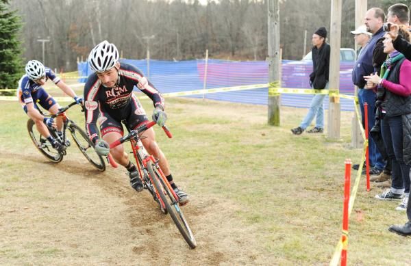 Christian Favata drives through a corner.