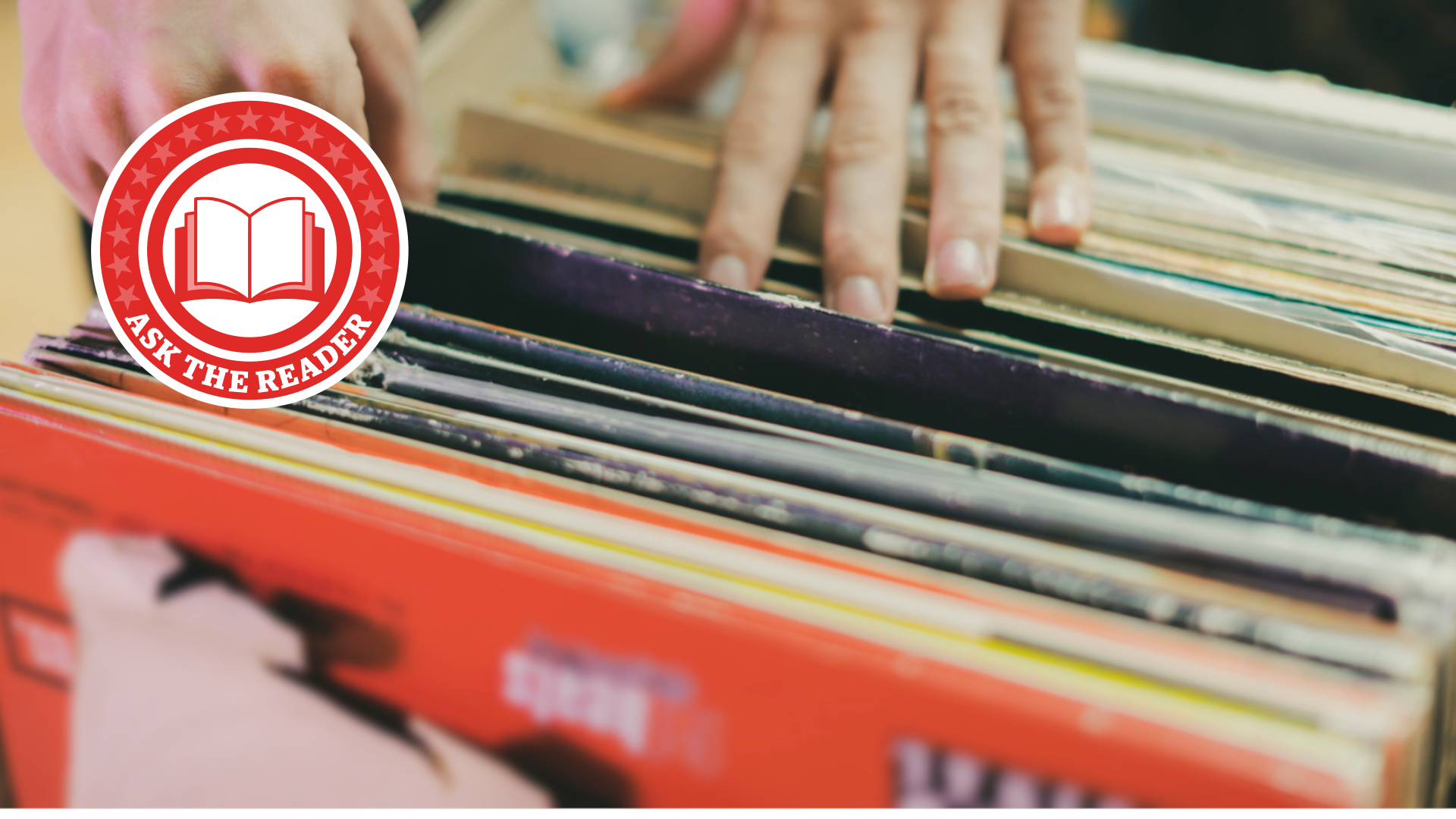 Ask the Reader logo with vinyl in crate