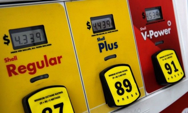 A gas pump in Tustin, Calif., displays eye-poppingly high prices on Feb. 19.