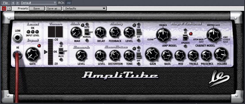 The AmpliTube Live virtual amp features a wealth of effects.