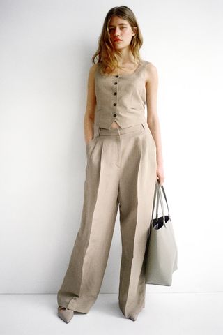 H&M, Tailored Linen-Blend Trousers