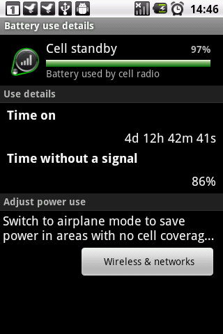 LG optimus one review: battery info