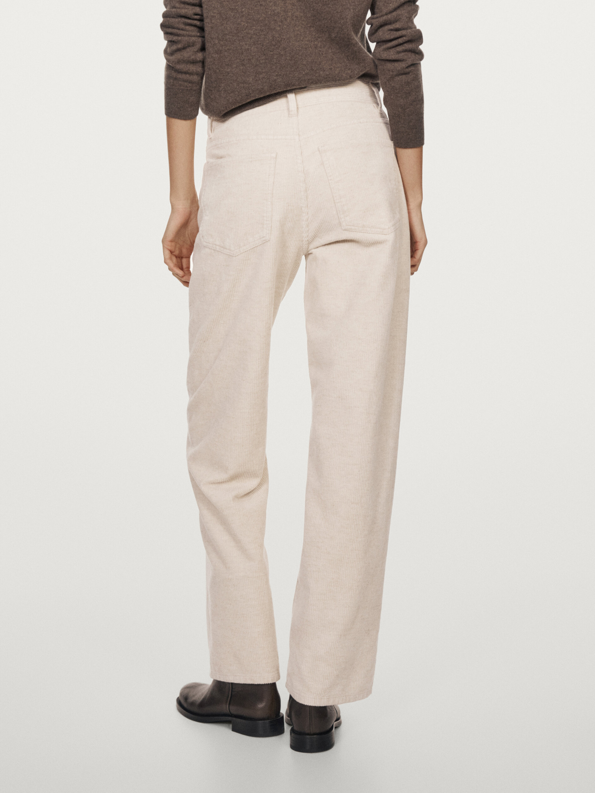 High-Waist Straight-Leg Corduroy Trousers