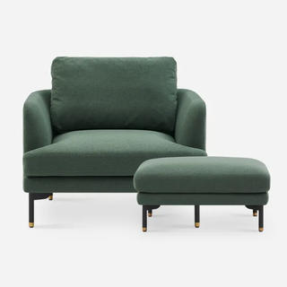 green accent chair with ottoman