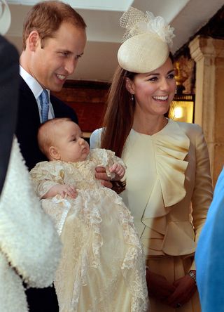 Prince William and Princess Catherine at christening of Prince George