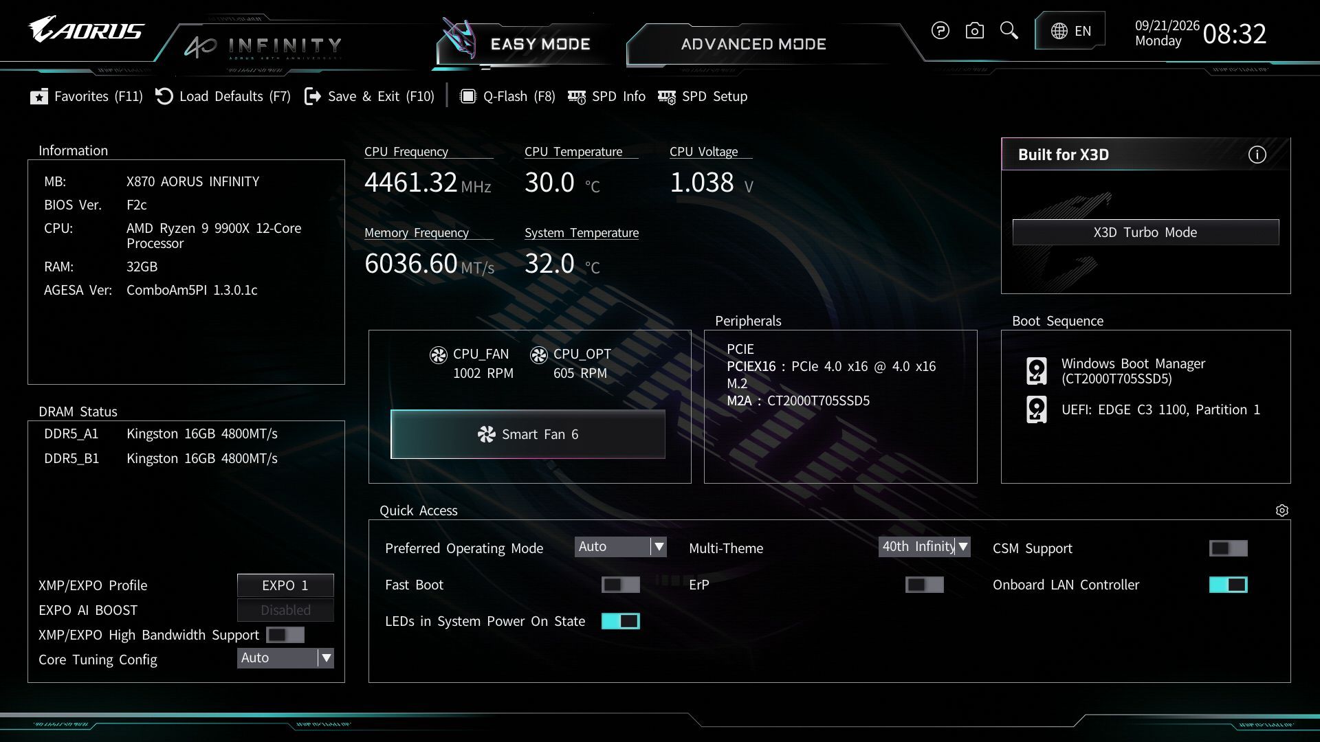 Gigabyte X870 Aorus Infinity - BIOS images