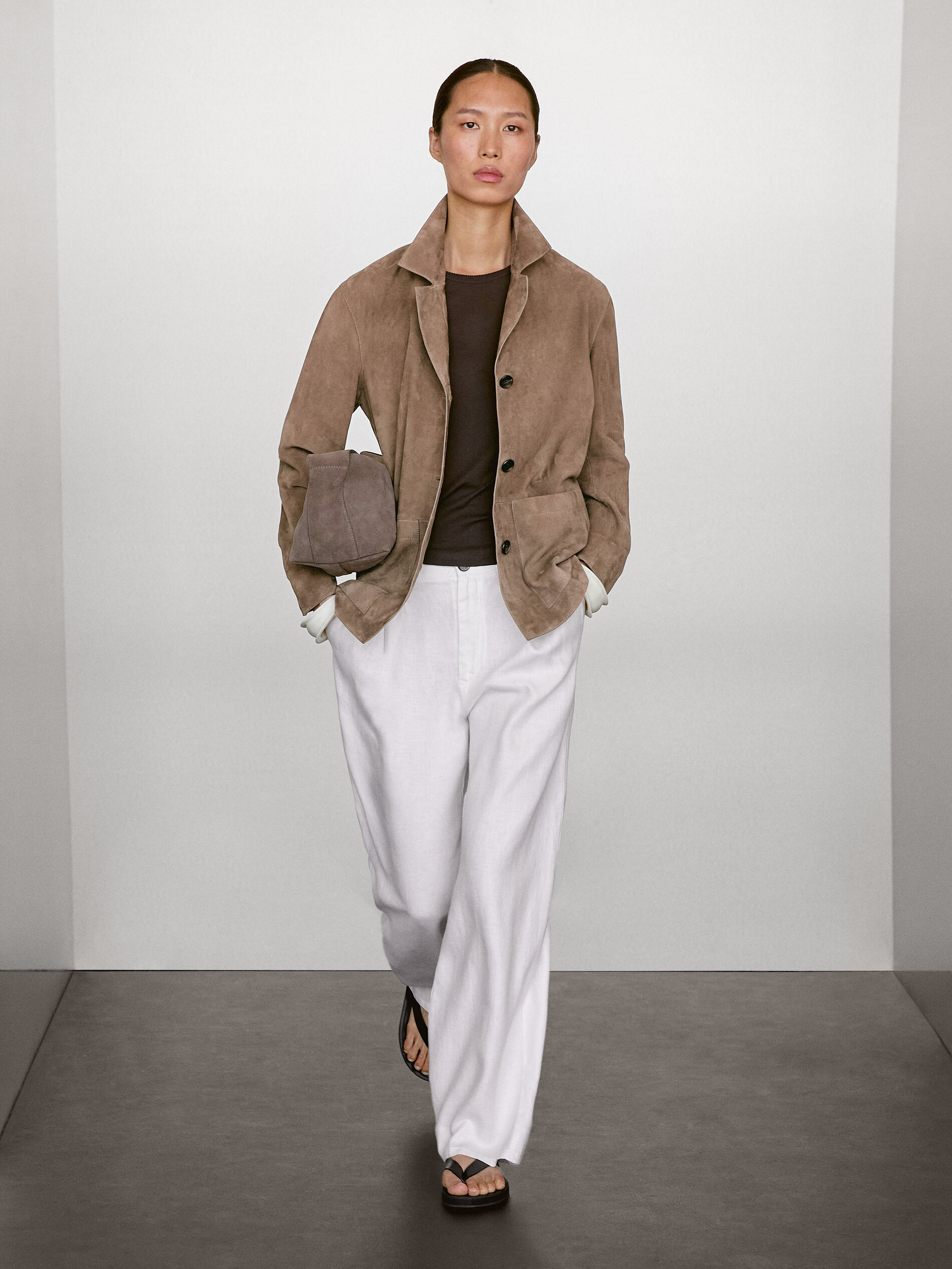 Flowing Suede Leather Blazer
