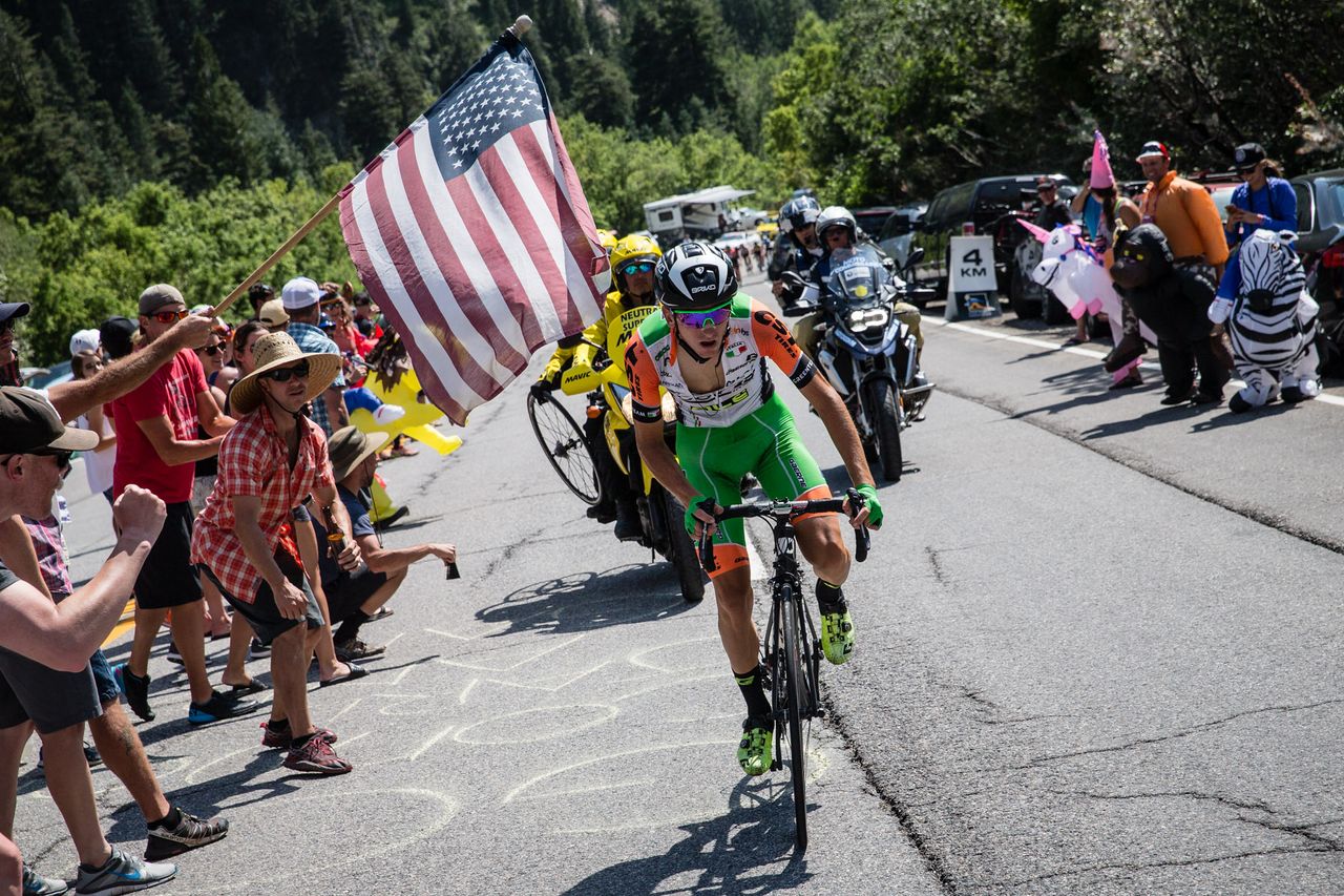 Giulio Ciccone on the attack at the Tour of Utah