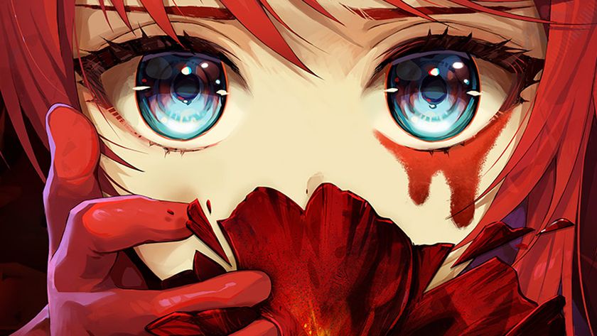 Anime character art of a girl smelling a flower