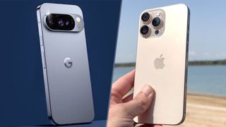 Pixel 10 Pro XL vs iPhone 16 Pro Max composite image.