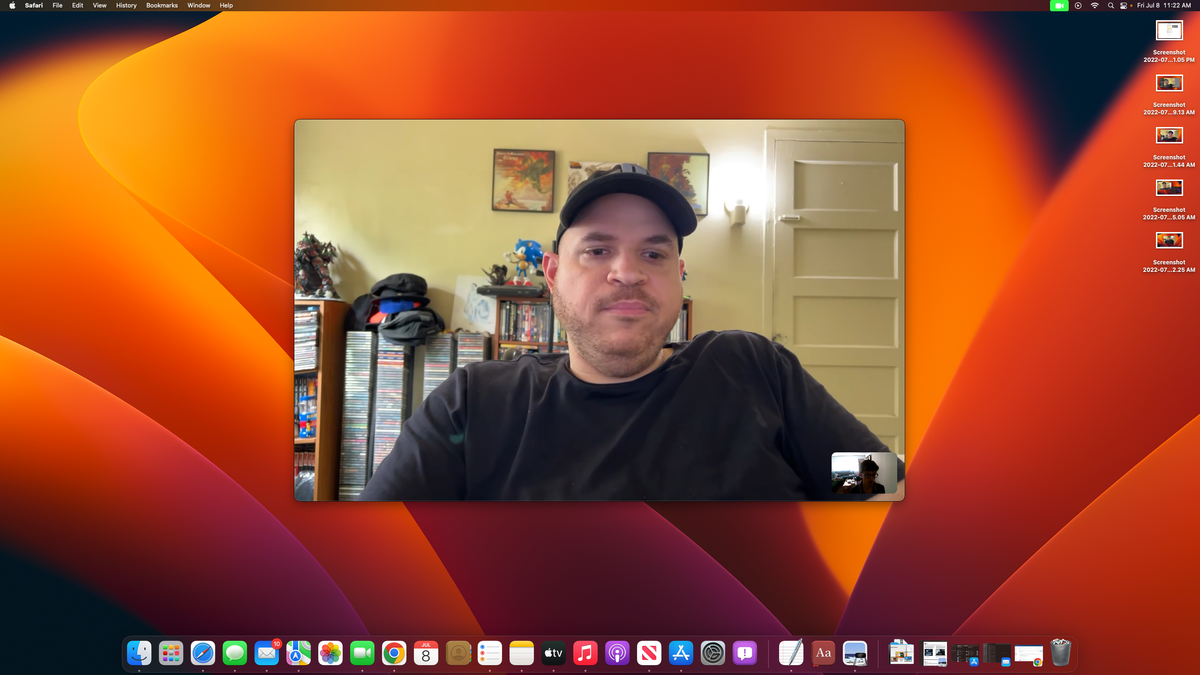 macOS Ventura continuity camera showing staffer using iphone 13 pro max as webcam