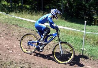 Kathy Pruitt on the way to the win at Snowshoe NORBA in 2005