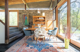 mid century meets rustic living room