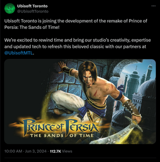 Ubisoft Toronto is joining the development of the remake of Prince of Persia: The Sands of Time! We’re excited to rewind time and bring our studio’s creativity, expertise and updated tech to refresh this beloved classic with our partners at @UbisoftMTL .