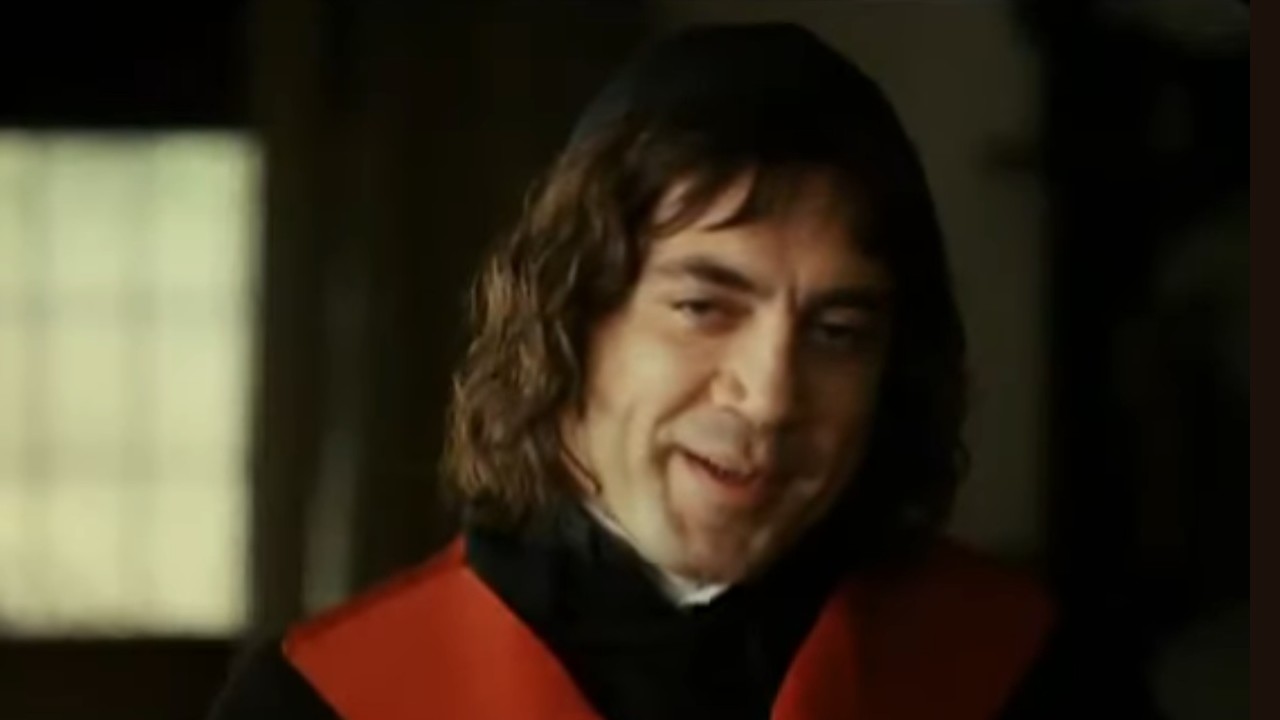 Javier Bardem in priest's garb in Goya's Ghosts