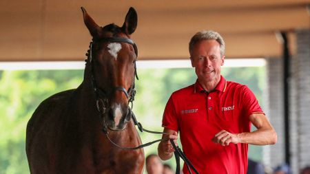 Pictured German Olympic gold medallist Peter Thomsen, who is recovering from a riding accident.