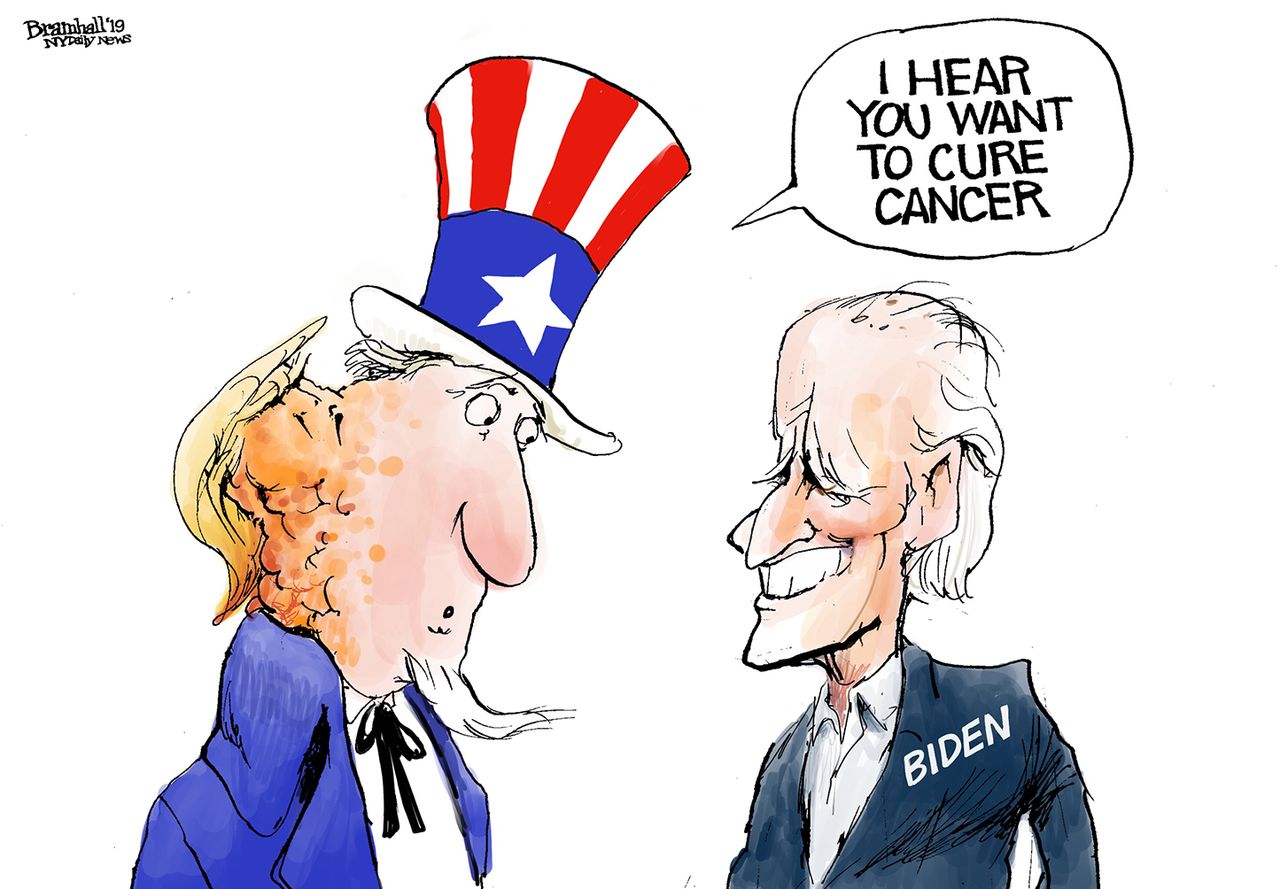 Political Cartoon U.S. Uncle Sam Joe Biden Cancer