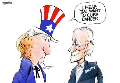 Political Cartoon U.S. Uncle Sam Joe Biden Cancer