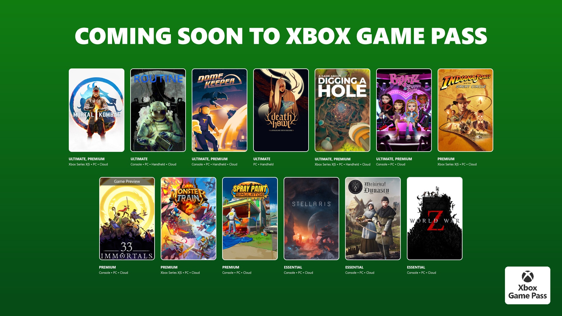 Xbox Game Pass games including Mortal Kombat 1