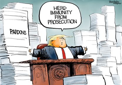 Political Cartoon U.S. Trump prosecution immunity