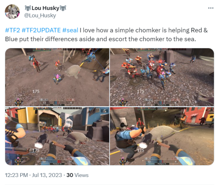A tweet about the Team Fortress 2 seal.