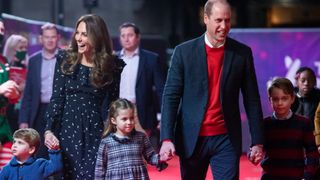 Prince William Kate Middleton Prince George Princess Charlotte and Prince Louis attend a pantomime performance paying tribute to key workers
