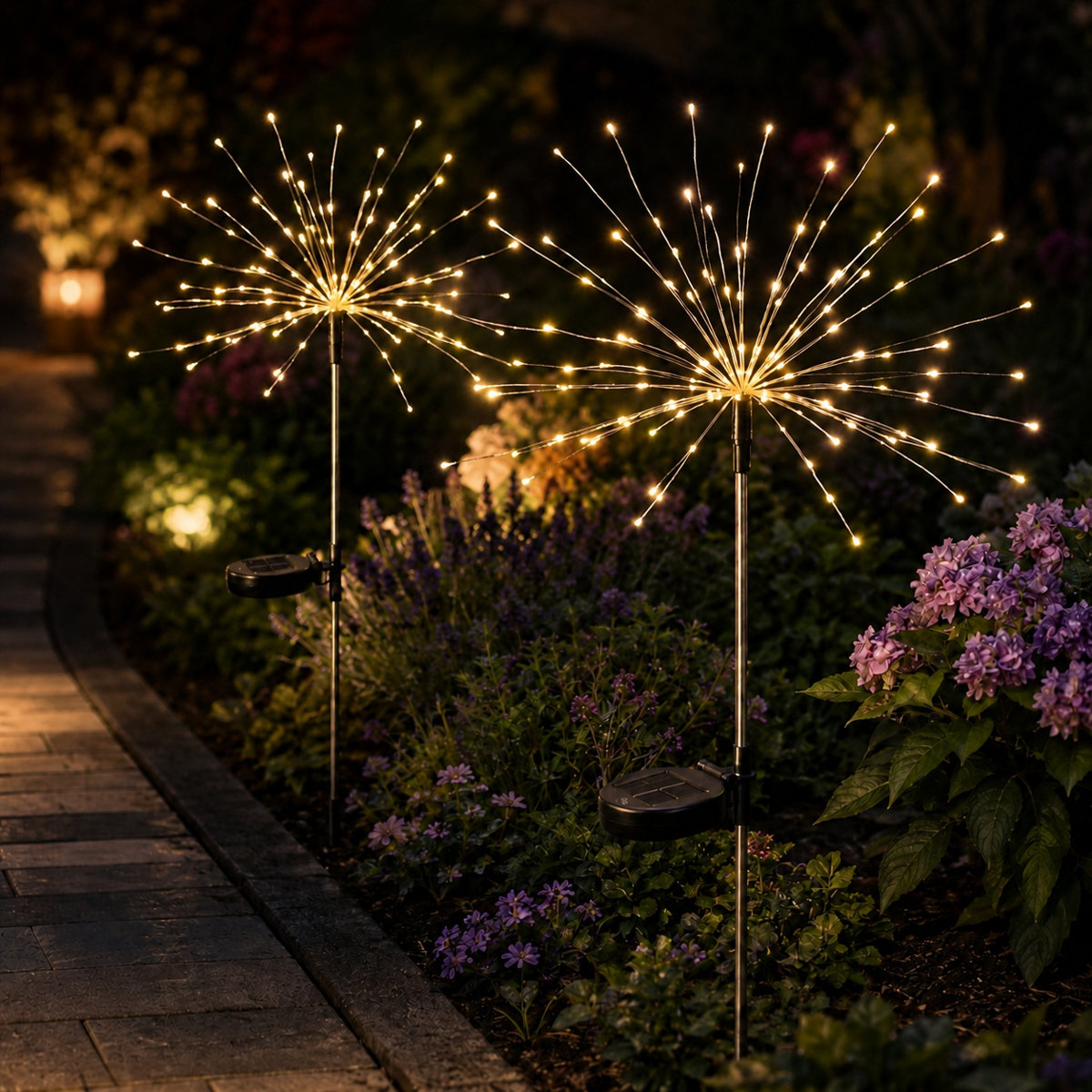 Goodeco 2 - Piece Solar Powered Firework Garden Stake Light Set With Multicolor Led Lights | Wayfair