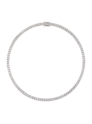 Dorsey Princess Cut, Lab-Grown White Sapphire Silver RiviÈre Necklace