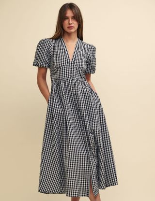 Black Gingham Starlight Midi Dress