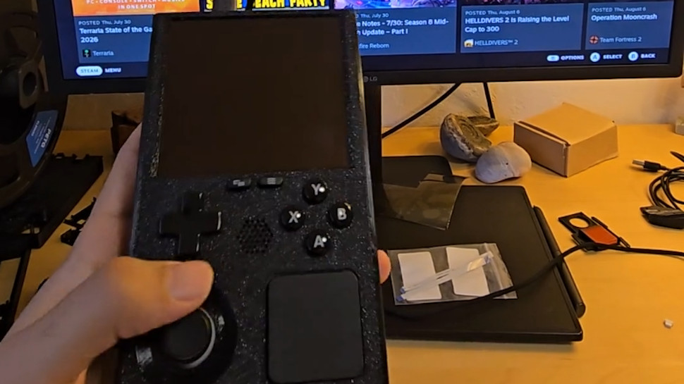 SteamBoy close-up on controller and buttons