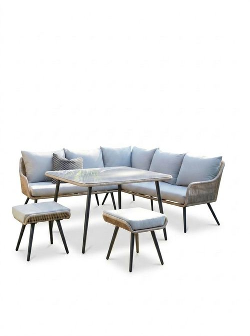 Malta 6 Seater Garden Corner Sofa Set - Natural