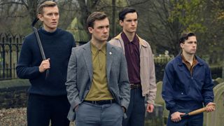 Danny Hatchard as driver Lee (front centre) in 'Ridley Road', leading the neo-Nazi thugs in 1960s London. 