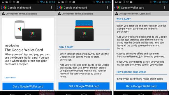 Google Wallet card info