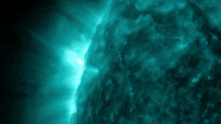 a gif showing a series of solar flares erupting from the sun.