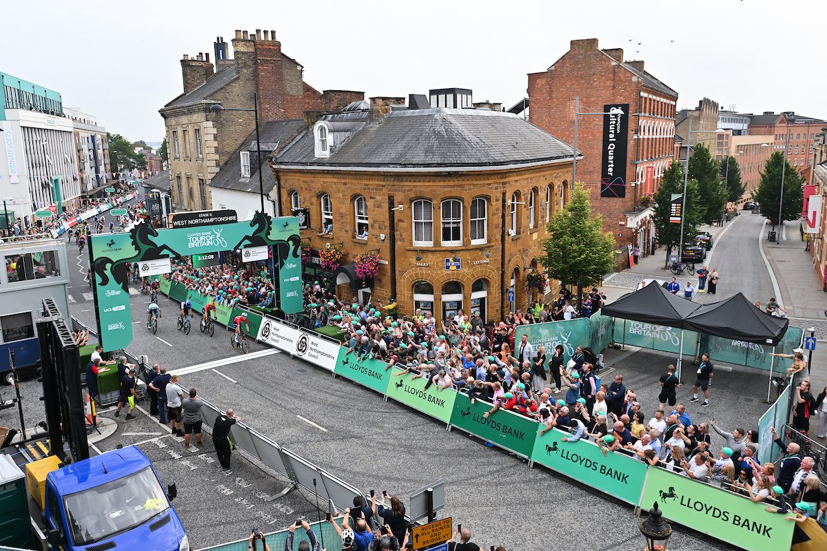 Picture by Will Palmer/SWpix.com - 07/09/2024 - Lloyds Bank Tour of Britain 2024 - Stage 5: The West Northamptonshire Stage Northampton to Northampton - Paul Magnier (Soudal Quick-Step) wins Stage 5 of the Lloyds Bank Tour of Britain 2024 in Northampton