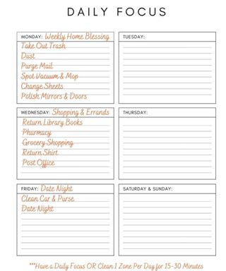 The FlyLady cleaning control book template