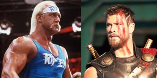 Hulk Hogan in No Holds Barred; Christ Hemsworth in Thor: Ragnarok