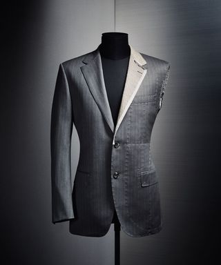 All 180 pieces of a suit are cut by laser machines, allowing pinstripes and Prince-of-Wales checks to appear seamless when the suit is put together