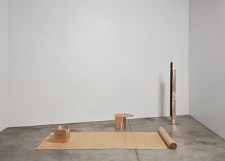 copper furniture by Nifemi Marcus-Bello installed at Marta gallery in LA