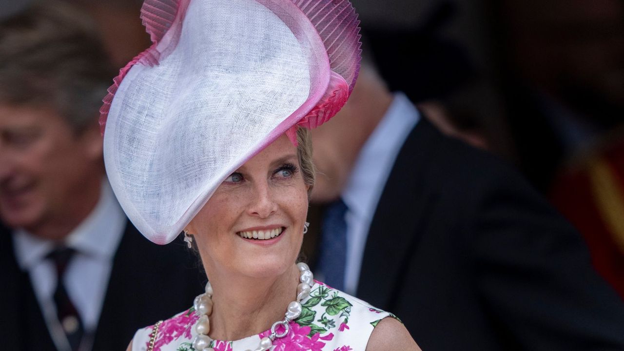 Duchess Sophie&#039;s 50&#039;s style dress was the perfect summer look as the royal stepped out in a bold pink floral pattern in Windsor