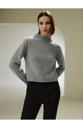 Lilysilk cashmere and wool sweater with ribbed collar and hem