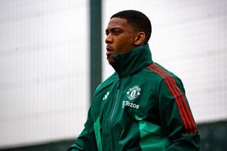 MANCHESTER, ENGLAND - MAY 22: Anthony Martial of Manchester United in action during a first team training session at Carrington Training Ground on May 22, 2024 in Manchester, England. (Photo by Ash Donelon/Manchester United via Getty Images)